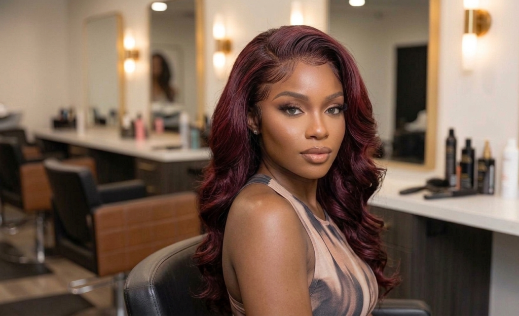 burgundy frontal wig
