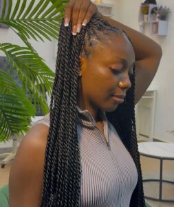 Senegalese twists braids at Twinkles Beauty salon