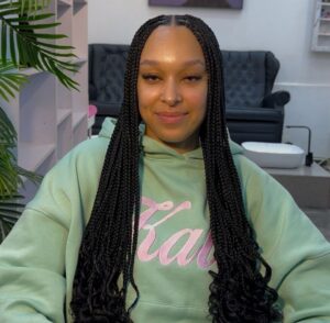 Knotless braids hairstyle at Twinkles Beauty salon