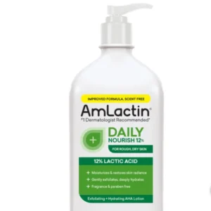 Amlactin Daily Nourish Body Lotion 12 percent lactic acid bottle for rough and bumpy skin