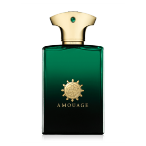 Amouage Epic Man Eau De Parfum 100ml iconic emerald green glass bottle with a dagger hilt gold cap for a premium spicy woody oud men's fragrance