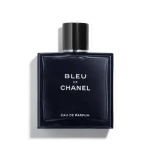 Chanel Bleu de Chanel Eau de Parfum 100ml iconic midnight blue square glass bottle with a magnetic cap for a premium fresh woody amber men's fragrance