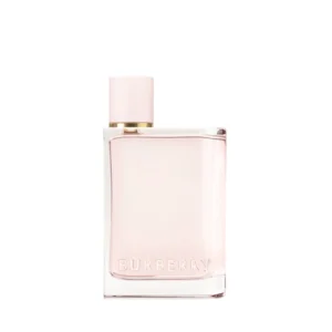 Burberry Her Eau De Parfum 100ml sleek blush pink glass bottle with an off-center cap for a premium sweet fruity floral women's fragrance