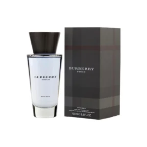 Burberry Touch for Men Eau de Toilette 100ml iconic cone-shaped glass bottle with a dark wood-effect cap for a premium clean musky woody men's fragrance