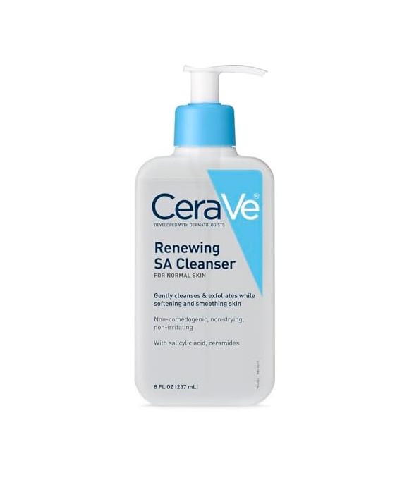 CeraVe Renewing SA Cleanser pump bottle for normal to rough skin