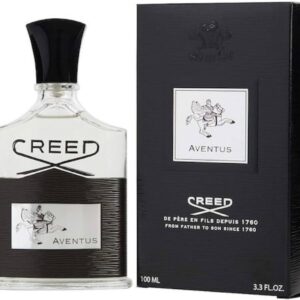 Creed Aventus Eau de Parfum 100ml clear glass bottle with black half leather wrap for a premium fruity smoky men's fragrance