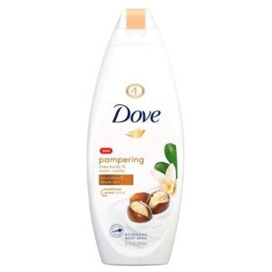 Dove shower gel Pampering shea butter and vanilla scent body wash bottle for dry skin