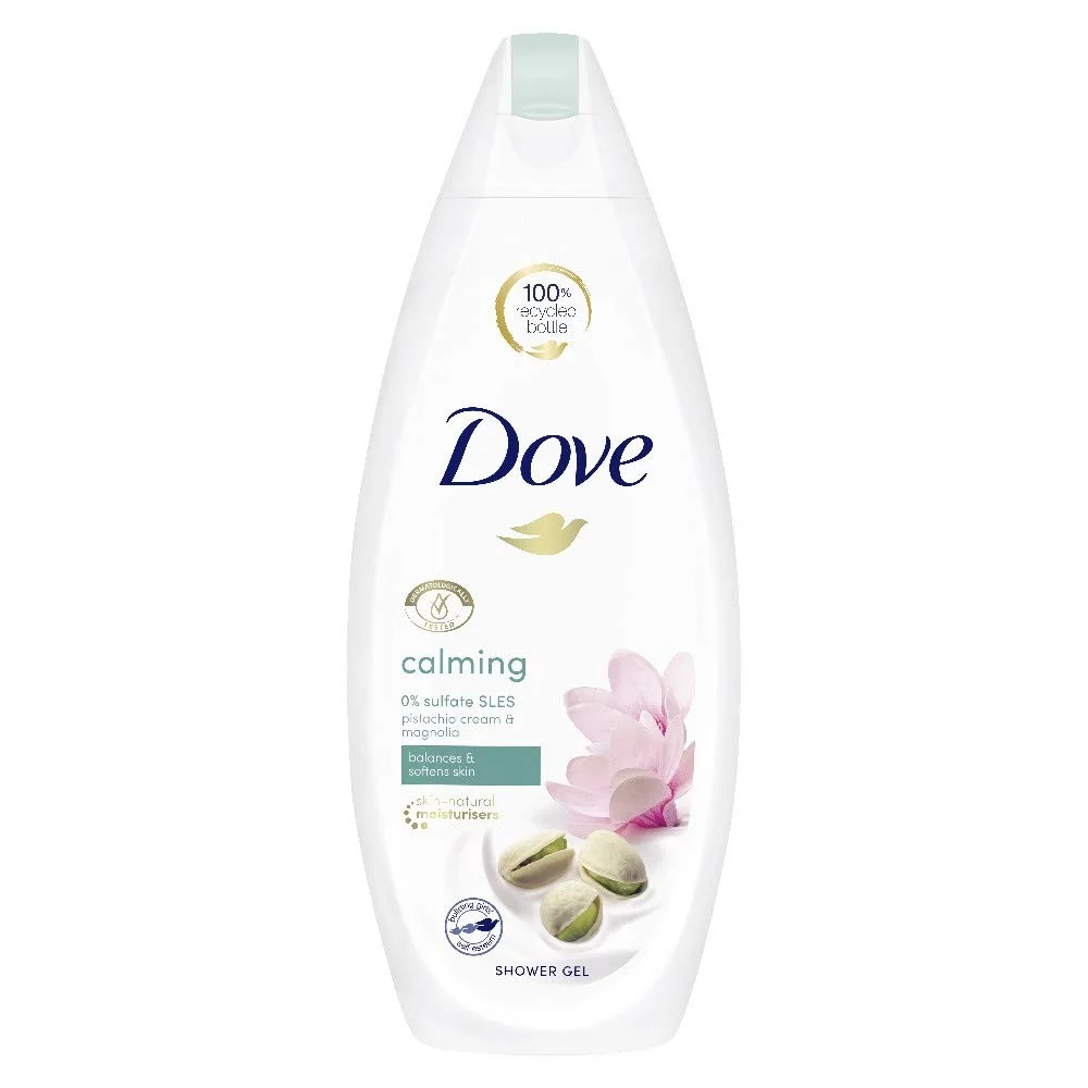 Dove shower gel pistachio & magnolia 500ml pampering body wash bottle