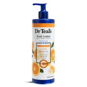 Dr Teal's Body Lotion with Vitamin C and Citrus Essential Oils 18oz pump bottle for skin brightening and intense hydration