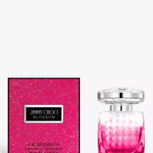 Jimmy Choo Blossom EDP 100ml bright fuchsia pink faceted glass bottle with a diamond-like crystal cap for a premium sweet fruity floral women's fragrance