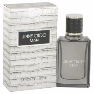 Jimmy Choo Man EDT 100ml curved smoky grey glass flask bottle with a black crocodile-textured cap for a premium fruity aromatic men's fragrance