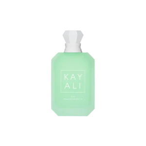 Kayali Yum Pistachio Gelato 33 EDP Intense 100ml pastel mint green frosted glass bottle with a diamond-shaped cap for a premium sweet nutty gourmand unisex fragrance