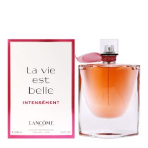 Lancome La Vie est Belle Intensement EDP 100ml iconic glass bottle with a fuchsia ribbon and vibrant pink liquid for a premium sweet vanilla women's fragrance