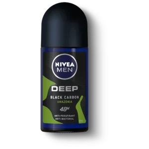 Nivea Men Deep Amazonia roll on anti perspirant 50ml bottle with black carbon for sweat protection