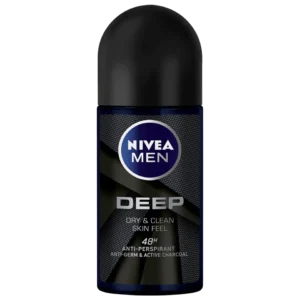 Nivea Men Deep Roll On anti perspirant 50ml bottle with black carbon for sweat protection