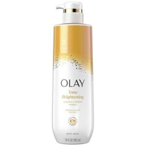Olay Tone Brightening Vitamin C Serum Complex Body Wash bottle for glowing and radiant body skin