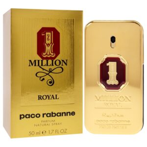 Paco Rabanne 1 Million Royal Parfum 100ml iconic gold ingot bottle with striking red jewel accents for a premium amber woody men's fragrance
