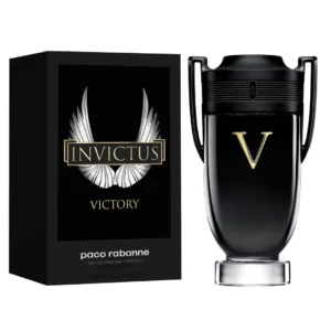 Paco Rabanne Invictus Victory Extreme EDP 100ml glossy black trophy-shaped glass bottle with golden V for a premium amber vanilla men's fragrance