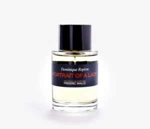 Frederic Malle Portrait of a Lady EDP 100ml iconic minimalist cylindrical glass bottle with a black cap for a premium niche dark rose patchouli fragrance