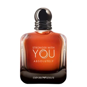 Armani Stronger With You Absolutely Parfum 100ml smoked dark amber glass bottle with double ring cap for a premium boozy gourmand men's fragrance