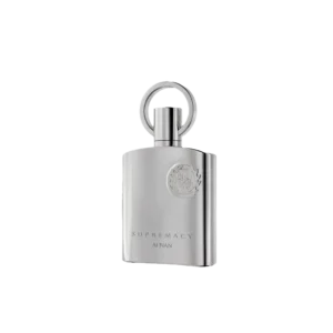 Afnan Supremacy Silver Eau De Parfum 100ml metallic silver bottle for a premium fruity woody men's fragrance