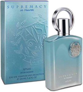 Afnan Supremacy in Heaven EDP 100ml blue frosted glass bottle for a premium fresh green men's fragrance