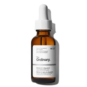 The Ordinary Retinol 1 percent in Squalane 30ml amber bottle high strength anti-aging serum