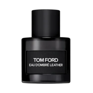 Tom Ford Eau D'ombré Leather 100ml translucent black glass bottle for a premium fresh spicy vanilla leather fragrance