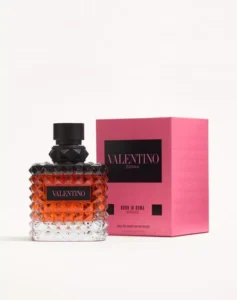 Valentino Donna Born in Roma Intense EDP 100ml black and pink gradient studded glass bottle for a premium sweet floral amber women's fragrance