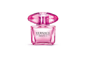 Versace Bright Crystal Absolu EDP 90ml vibrant pink glass bottle with diamond cut crystal cap for a premium fruity floral women's fragrance