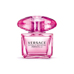 Versace Bright Crystal Absolu EDP 90ml vibrant pink glass bottle with diamond cut crystal cap for a premium fruity floral women's fragrance