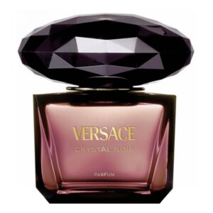 Versace Crystal Noir Parfum 90ml dark glass bottle with diamond cut crystal cap for a premium warm spicy gourmand women's fragrance