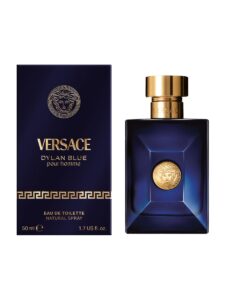 Versace Dylan Blue Pour Homme EDT 100ml dark blue and gold glass bottle for a premium aquatic woody men's fragrance