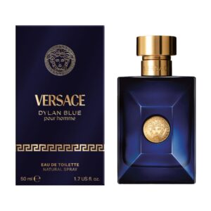 Versace Dylan Blue Pour Homme EDT 100ml dark blue and gold glass bottle for a premium aquatic woody men's fragrance