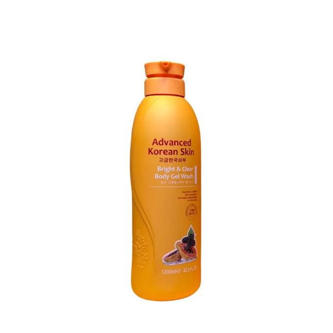 Advanced Korean skin bright & clear body gel wash papaya and mulberry 1200ml bottle