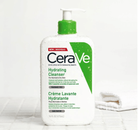 CeraVe Hydrating Cleanser pump bottle for normal to dry skin