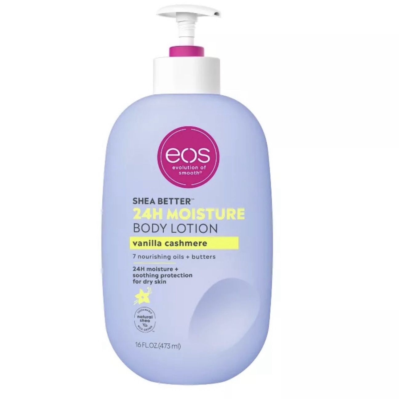 eos shea better body lotion vanilla cashmere 24h moisture pump bottle