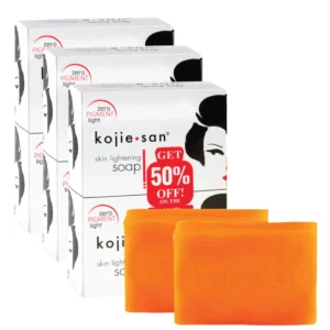 Kojie San Soap Vitamin C Skin Lightening orange bar for fading dark spots and hyperpigmentation