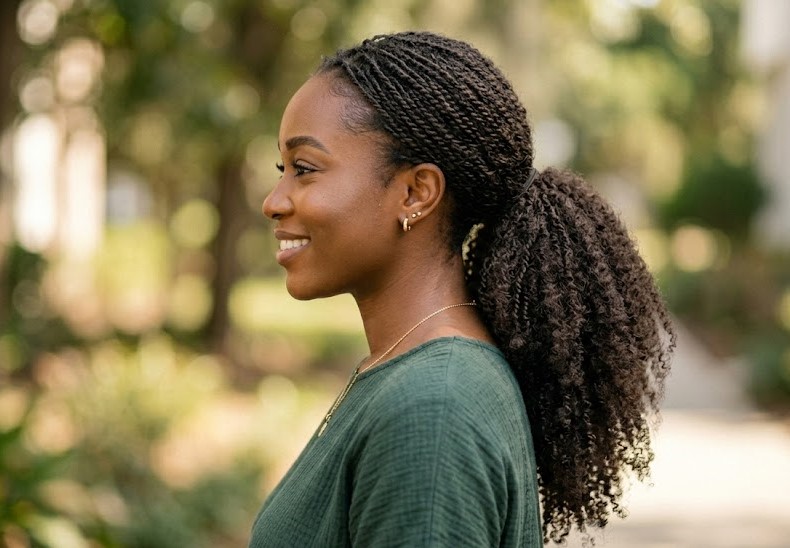 micro twists styles low ponytail 