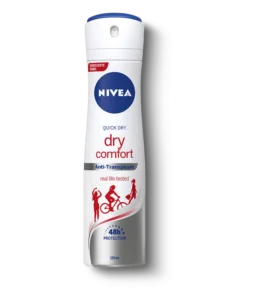 Nivea Dry Comfort Deodorant Spray aerosol can for women sweat and odor protection