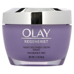 Olay Regenerist night recovery cream purple jar for anti aging overnight repair
