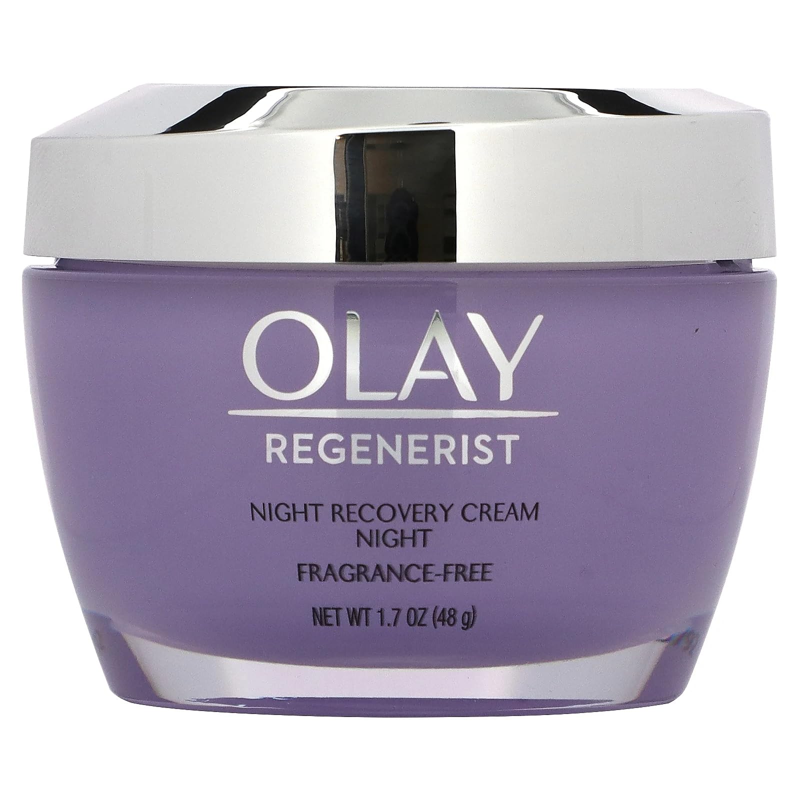 Olay Regenerist night recovery cream purple jar for anti aging overnight repair