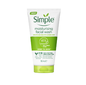 simple moisturizing facial wash kind to skin 150ml tube