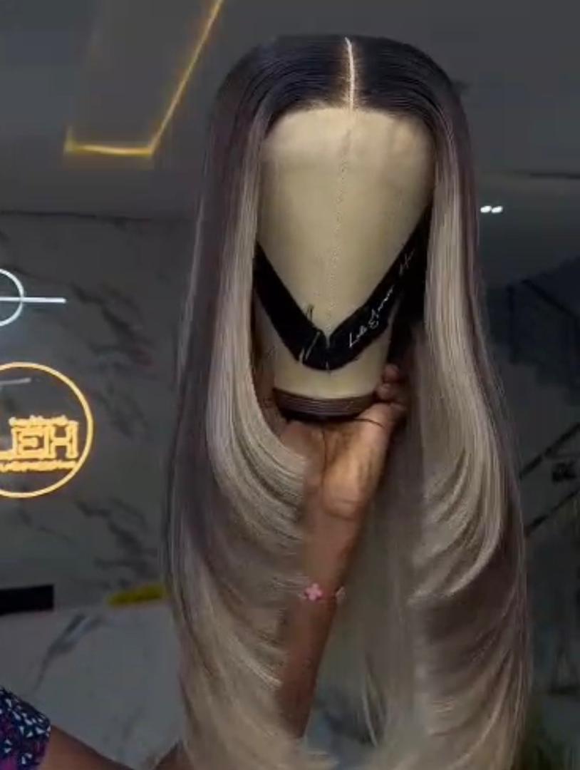 22-inch Super Double Drawn Blonde Piano Highlight Vietnamese Bone Straight human hair wig styled with precision face-framing structural layers and a 2x6 closure.