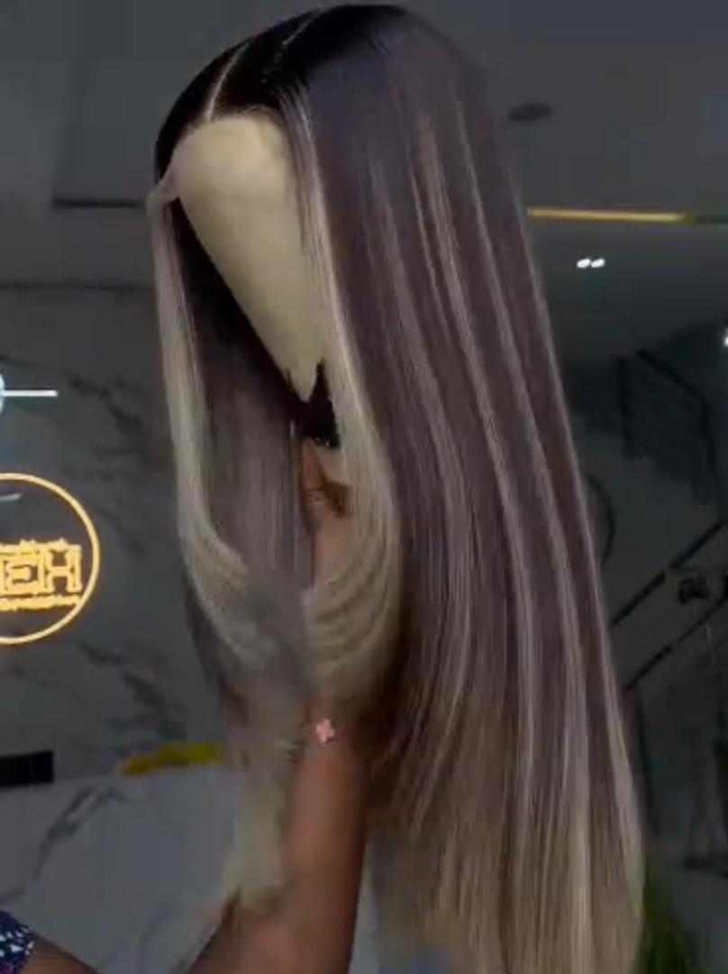 22” Blonde Piano Highlight Vietnamese Bone Straight 2x6 Swiss Lace Deep Part Super Double Drawn 200g Precision Layered Wig - Image 2