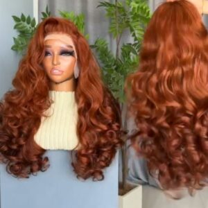22-inch Super Double Drawn Cajun Chinese Wavy human hair wig with a 13x4 Swiss lace frontal and layered barrel curls.