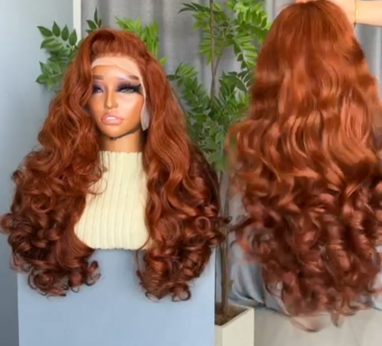 22-inch Super Double Drawn Cajun Chinese Wavy human hair wig with a 13x4 Swiss lace frontal and layered barrel curls.