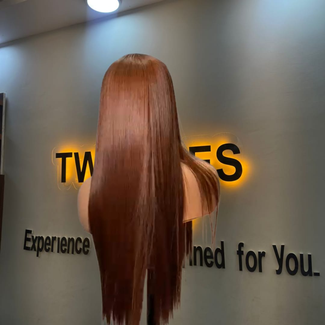 22” Chestnut Brown Vietnamese Bone Straight 5x5 Swiss Lace Super Double Drawn 230g Wig - Image 2