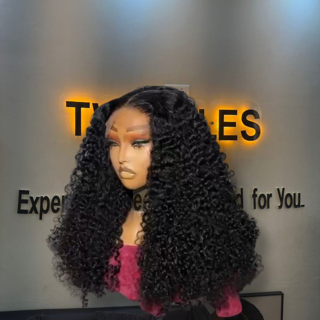 20” Sculpted Natural Black Pixie Curly Luxe Swiss Lace Super Double Drawn 200g Factory Customized Wig - Image 3