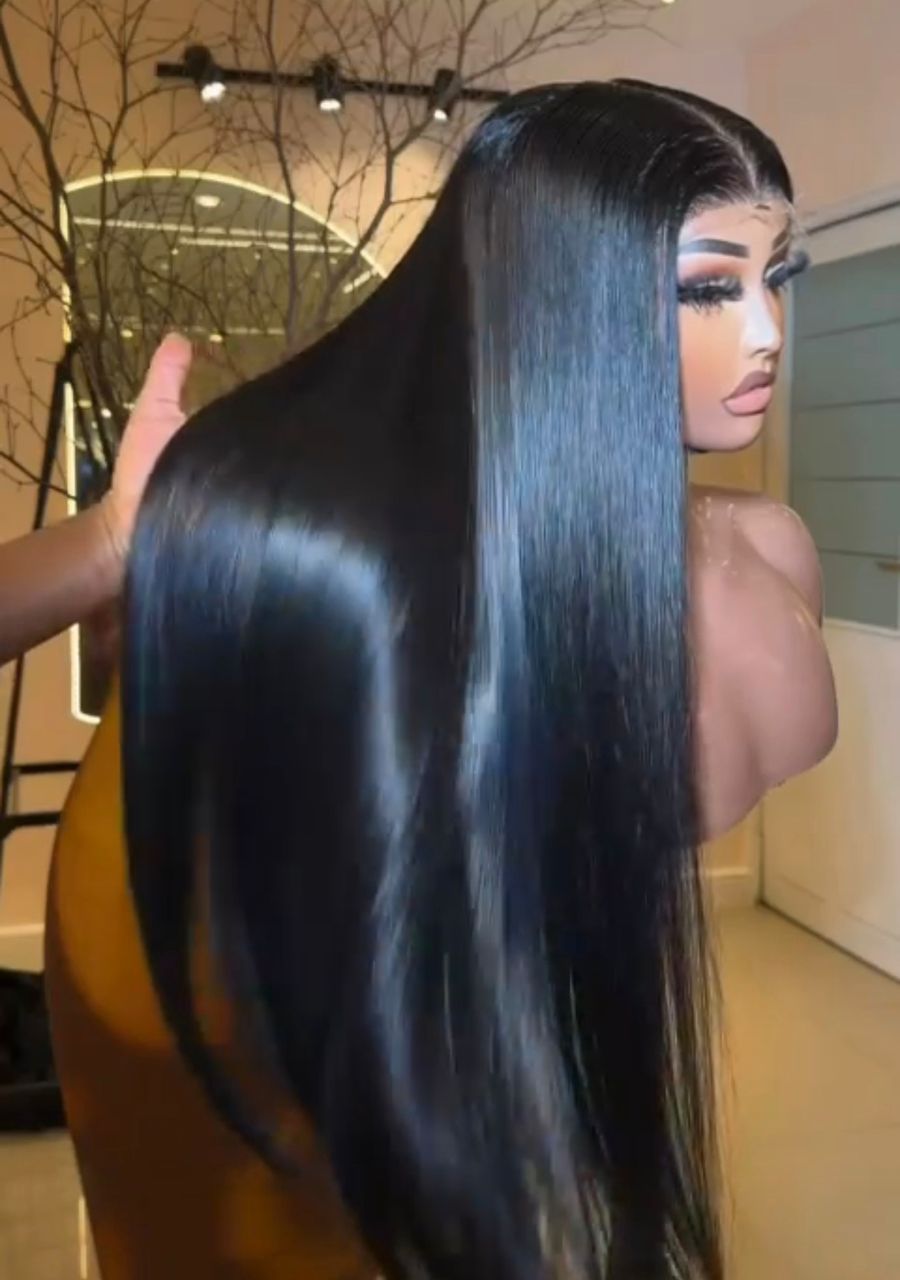 28” Natural Color Vietnamese Bone Straight 5x5 Swiss Lace Super Double Drawn 300g Wig - Image 3
